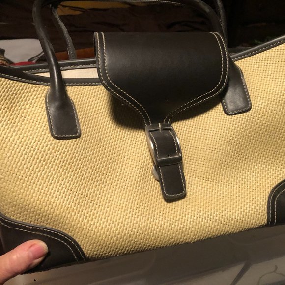 Ann Taylor Loft Straw & Leather Bag - Picture 1 of 2